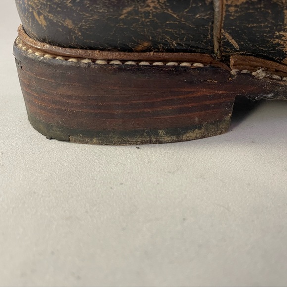 Bed Stu Cobbler Series 9” Brown Distressed Leather Zip Boot with back tie detail - Picture 11 of 16